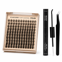 Kit de Cils en Grappes D Curl 10-18mm en Cheveux Synthétiques Naturels Style Manga Anime avec Colle et Pince à Épiler