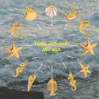 Chaînes assorties J&D Ocean Jewelry avec breloques DIY en forme de coquillage, hippocampe, conque, dauphin, étoile de mer, coquille de Fritillaria, crabe et os de poisson