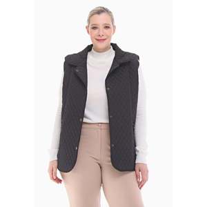 Chaleco Acolchado Negro Vetre con Cuello Polo para Mujer, Chaqueta Acolchada con Botones al Frente, 75 cm, Tallas 40-60, Resistente al Agua, Forro de Satén - Product Image 4
