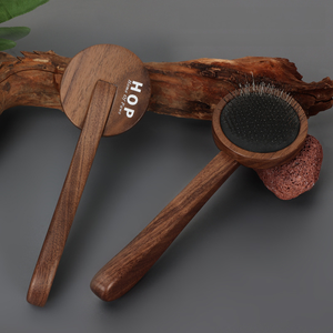 High Quality Wood Stainless Steel Pet Hair Brush Self Cleaning Hair Remover For Cats <b>Dogs</b> <b>Bath</b> Grooming - Product Image 1