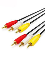 Câble audio stéréo RCA 3-à-3 mâle-mâle personnalisé en usine, vente chaude, compatible voiture, paire torsadée dorée non blindée, diamètre extérieur 5 mm