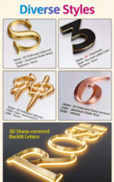 Lettres en relief PVC haut de gamme personnalisées, lettres électro-plaquées, lettres 3D sphériques à coins vifs pour les numéros de maison