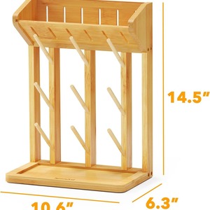 Escurridor de Biberones de Bambú de 14.5 Pulgadas con Bandeja, Soporte de Secado Rápido para Uso en la Cocina - Product Image 1