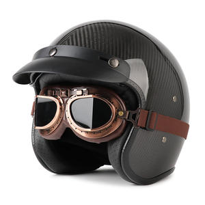 Nouveau casque de moto rétro en fibre de carbone 3/4 avec double visière, casque ouvert - Product Image 6