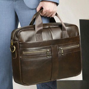 High Quality Vintage Style 15.6 Inch Luxury Genuine Leather Laptop <b>Briefcase</b> for Men Soft Business Office Use - Product Image 2