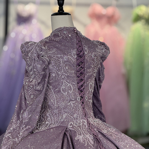 Vestidos de Quinceañera Musulmanes Brillantes Color Lavanda Dy1112 con Cuentas, Apliques Florales 3D y Encaje, Vestidos de Fiesta de 15 Años, Jancember - Product Image 3