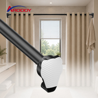 ARODDY Tringle à rideau multifonctionnelle réglable en acier au carbone de 25 mm sans perçage, 62,99-98,43 pouces, avec crochets