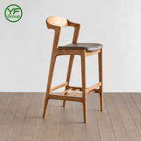 Chaise de bar en bois massif de luxe, siège rembourré, chaise de bar moderne pour restaurant, mobilier de café, vente en gros d'usine