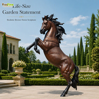 YouFine Statue de cheval réaliste en bronze, taille réelle, moulée à la cire perdue, patine brune, pour jardin, extérieur, sculpture de parc, entrée de propriété