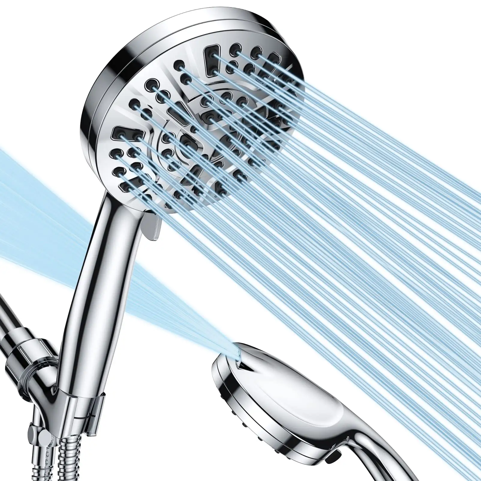 Amazon hot selling 10 spray settings handheld shower set high pressure water saving hand shower head with bracket