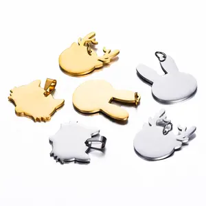 Creative stainless steel animal shape pet tag blank metal glossy tag Rabbit elk fox shape DIY lettering pet anti-lost tag