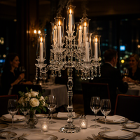 Magnifique candélabre en cristal de verre à 9 bras pour mariage, décoration d'intérieur, centre de table de mariage