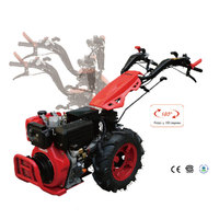 Mini tracteur agricole à deux roues BCS avec moteur à essence de 13 CV et boîte de vitesses à 3 vitesses, accessoire broyeur de bois