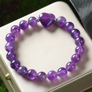 Pulsera de Cuentas Espaciadoras de Cristal Natural Suave con Forma de Corazón, Pulsera Elástica con Cuentas Redondas de Cuarzo Rosa de 8 mm para Mujeres y Niñas - Product Image 5