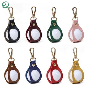 New Design Leather <b>Golf</b> Ball Sleeve Bag Balls Holder <b>Mini</b> Portable Waist <b>Golf</b> Pouch <b>Golf</b> Ball Bag With Metal Buckle Clip - Product Image 1