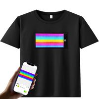 Camiseta LED con aplicación inteligente programable para textos, gráficos y animaciones, pantalla de mensajes publicitarios RGB, camiseta LED con pantalla intermitente.