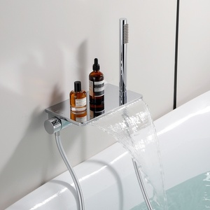 Modern Simple Copper Electroplated Exposed Wall-mounted Mixer Single for Bathtubs Sinks <b>Hot</b> <b>Cold</b> Waterfall Hotel Sxd001 Modern a - Product Image 1