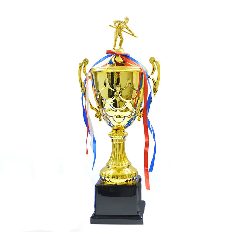 Custom New design metal gold Billiards trophy popular figurine Snooker trophy awards with large cup for champion club league