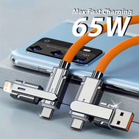 Câble USB Type-C 4-en-1 à charge rapide 65W 5A personnalisé en usine avec gaine en PVC pour ordinateur et imprimante iOS