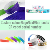 Muestra gratis personalizada al por mayor en blanco Color sólido Tyvek 3/4 "pulseras de papel Tyvek evento pulsera imprimible