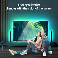 Kit de Bandeaux LED Intelligents Wi-Fi pour Rétroéclairage TV Ambiant 4K avec Boîtier de Synchronisation HDMI 2.0 et Design Moderne