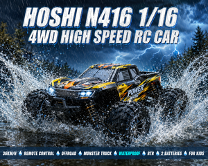 HOSHI N416 1/16 4WD Auto RC de Alta Velocidad 36KM/H, Camioneta Monstruo Todoterreno a Control Remoto, Resistente al Agua, RTR, con <span class=keywords><strong>2</strong></span> Baterías para Niños - Product Image 1