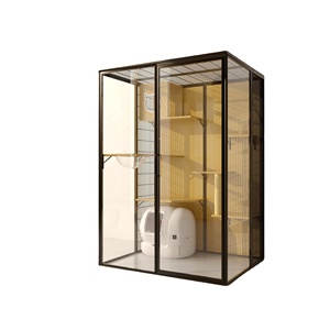 2026 Villa para Gatos de Lujo Personalizable, Grande, con Cristal Templado, Acero Inoxidable y Madera Sólida, Transpirable, para Sala de Estar - Product Image 1
