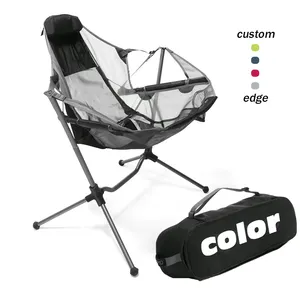 Draagbare Aluminium Opvouwbare Fauteuil Verstelbare Lichtgewicht Outdoor Swing Stargaze Camping Schommelstoel Met Bekerhouder