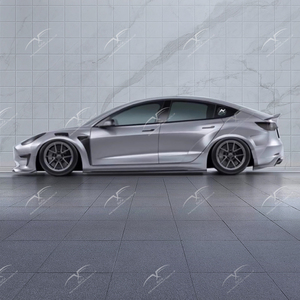 Kit Carrozzeria Larga Adatto per Tesla <span class=keywords><strong>Model</strong></span> 3 Kit Carrozzeria in Fibra di Vetro Passaruota Anteriori e Posteriori Parafanghi Modifica Paraurti Anteriore - Product Image 4