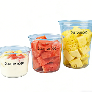 Gobelets en plastique transparent fabriqués en Chine avec couvercles, jetables, capacité 100ml 200ml 300ml, 90mm, imprimés UV pour l'emballage de snacks - Product Image 1