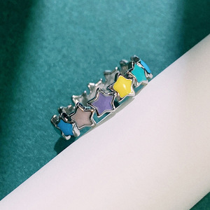 Anello a Stella Colorato, Gioiello da Dito in Stile Smaltato per Donne, Design a Cerchio Completo - Product Image 5
