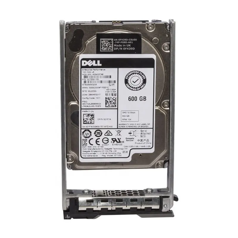 New Server Hard Disk D1F14 HDD 600GB SAS 10000rpm 2.5" 12G SED Hard Drive with Tray for Dell PowerEdge