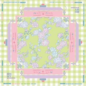 Tapis de Mahjong Américain de Luxe, Style Preppy, Vert Citron et Rose, à Motifs Floraux et Vichy, avec Guide d'Instructions et Règles Charleston, Antidérapant et Silencieux pour un Jeu Fluide - Product Image 1