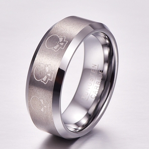 1PCS 8mm đánh bóng chamfer laser ba hộp sọ của nam giới Tungsten Vòng trang sức - Product Image 2