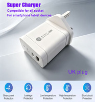 Chargeur mural ACK10 25W double port PD QC avec ports USB et Type-C pour les voyages - Adaptateur de charge rapide pour téléphones, appareils photo, écouteurs