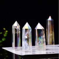 Bulk Auqa Aura Engel Aura Rosenquarz Obelisk Tower Point Heil kristall Reiki Dekor Magischer Kristall turm