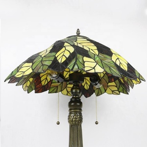 LongHuiJing European Custom Style Eco-Friendly Flexible AC E26 Stained Glass Table Lamps Leaf Lampshade <b>Bedside</b> Living Room Home - Product Image 4
