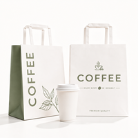Sac en papier kraft personnalisé avec logo, simple ou double compartiment, pour café, shopping, emballage jetable pour boissons à emporter, idéal pour le bubble tea