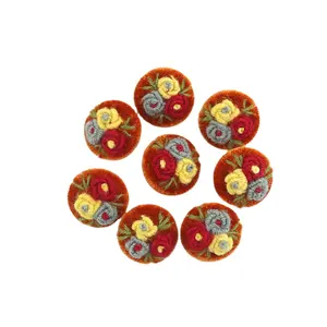 30L 19mm embroidery flower button handmade velvet fabric covered button DIY clothing garment accessories