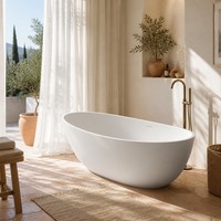 Baignoire autoportante élégante en résine de pierre pour villa et manoir, surface solide, équipement sanitaire de haute qualité