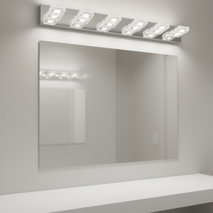Applique murale LED moderne en fer chromé pour miroir de salle de bain, 31 pouces, éclairage blanc chaud, intensité réglable - Product Image 2