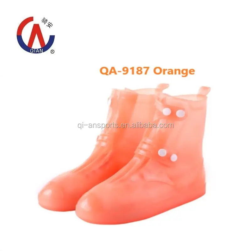 Outdoor Waterproof Shoe Cover QA-9187/ Orange PVC Rain Shoe Cover & Washable Shoes Protector for Sports & Running in Rainy Days