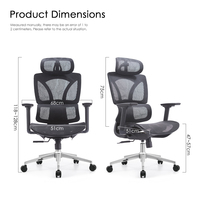 Chaise de bureau ergonomique en maille à dossier haut, moderne, chromée, de qualité supérieure, pour le travail à domicile