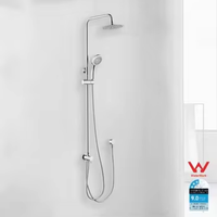 Colonne de douche murale en laiton chromé avec mitigeur, ensemble de robinetterie, jet pluie et massage, pour usage hôtelier, barre coulissante, réglages ajustables, douche ABS