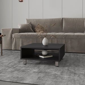 Muebles de sala de estar DB Mesa de centro Burley negra fácil de montar con cajones Estilo de diseño de granja duradero y móvil - Product Image 1
