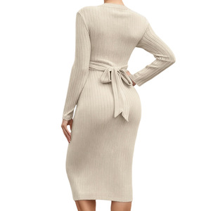 <span class=keywords><strong>Robe</strong></span> <span class=keywords><strong>longue</strong></span> <span class=keywords><strong>moulante</strong></span> unie pour femme enceinte, col rond, ceinture illusion, <span class=keywords><strong>mi</strong></span>-<span class=keywords><strong>longue</strong></span>, hiver, nylon/coton, manches longues, style socialite - Product Image 5