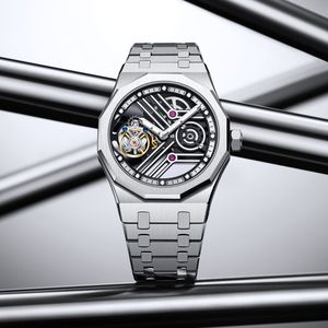 Montre Aesop Tourbillon double face creuse super lumineuse, montre mécanique personnalisée en acier inoxydable avec tourbillon - Product Image 2