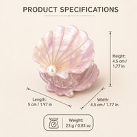 Pince à cheveux en acétate motif coquillage, 5 cm, faite à la main, élégante, pour femme, idéale pour le bal et le quotidien
