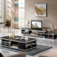 Table basse de luxe moderne en marbre plaqué or, nouveau meuble TV pour salon, ensemble modulaire extensible
