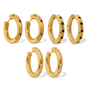Aros Geométricos Circulares con Incrustaciones de Microcirconitas, Chapados en Oro de 18K, Unisex, para Uso Diario - Product Image 5